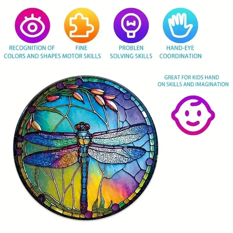Window-Like Dragonfly Wooden Jigsaw Puzzle - Image 5
