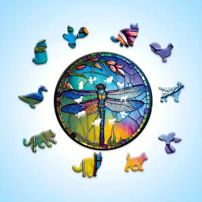 Window-Like Dragonfly Wooden Jigsaw Puzzle - Image 2