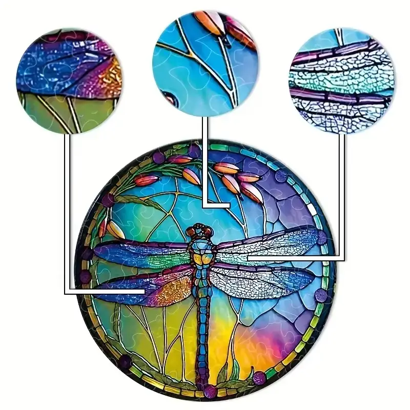 Window-Like Dragonfly Wooden Jigsaw Puzzle - Image 3