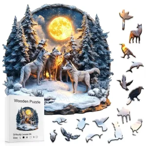 Wolf In Forest Wooden Jigsaw Puzzle