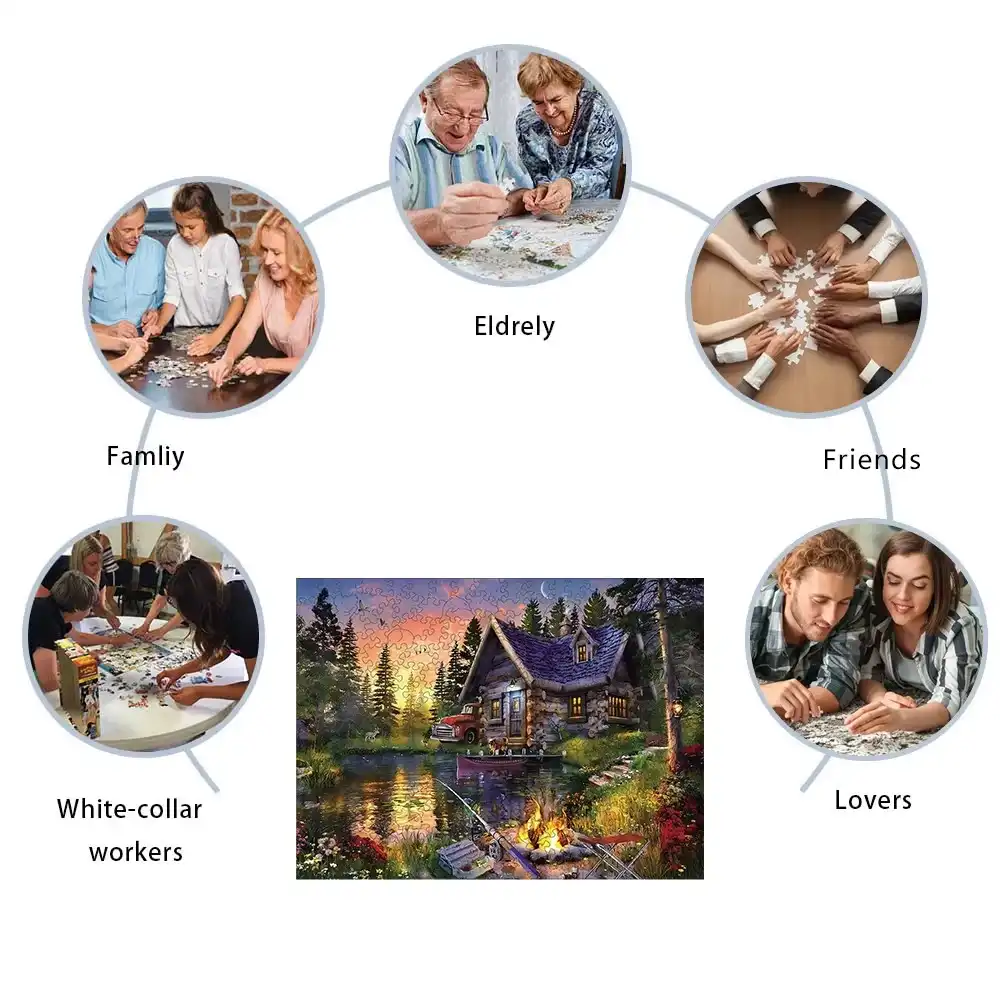 Wooden House By The Lake Wooden Jigsaw Puzzle - Image 6