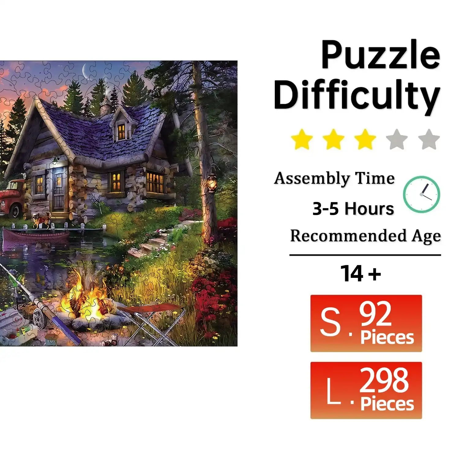 Wooden House By The Lake Wooden Jigsaw Puzzle - Image 2