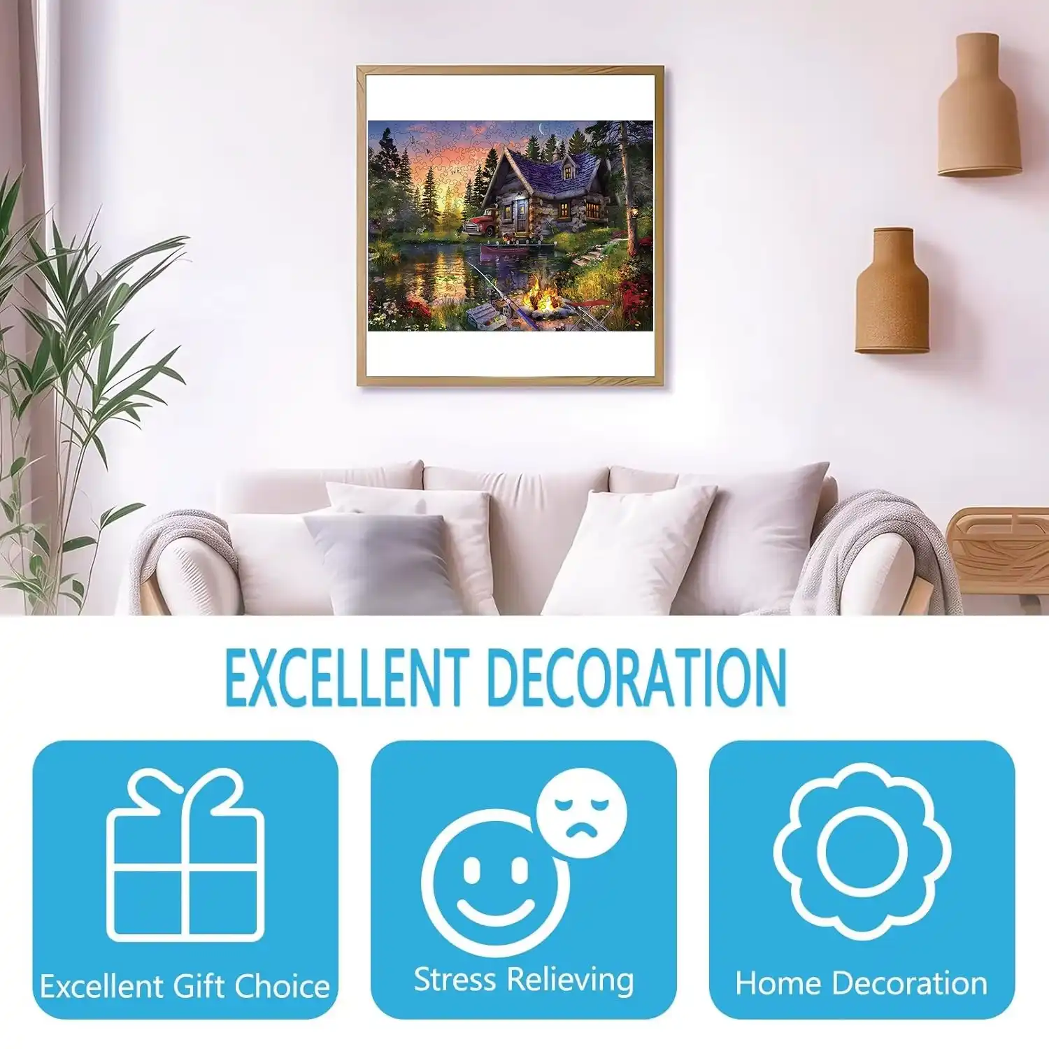 Wooden House By The Lake Wooden Jigsaw Puzzle - Image 5