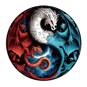 Yin Yang Dragons Wooden Jigsaw Puzzle