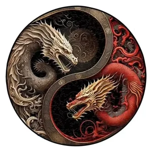 Yin Yang Dragons Wooden Jigsaw Puzzle