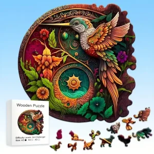 Yin Yang Hummingbird Wooden Jigsaw Puzzle