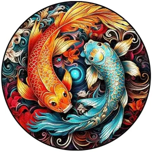 Yin Yang Koi Fish Wooden Jigsaw Puzzle