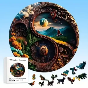 Yin Yang Landscape Wooden Jigsaw Puzzle