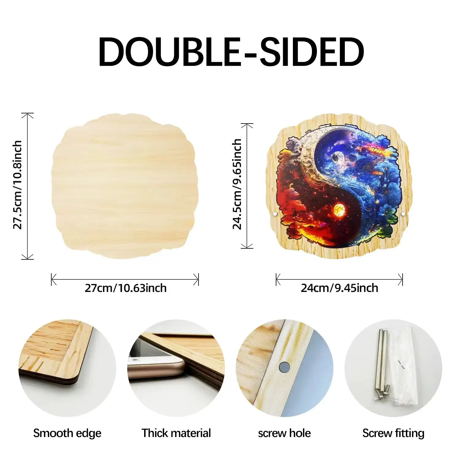 Yin Yang Moon And Tree Wooden Jigsaw Puzzle - Image 6