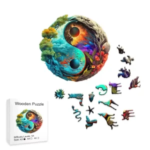 Yin Yang Ocean And Forest Wooden Jigsaw Puzzle