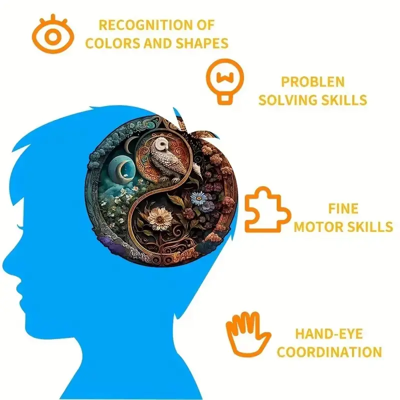 Yin Yang Owl Wooden Jigsaw Puzzle - Image 6