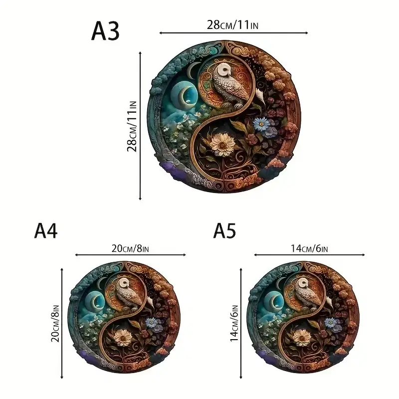 Yin Yang Owl Wooden Jigsaw Puzzle - Image 3
