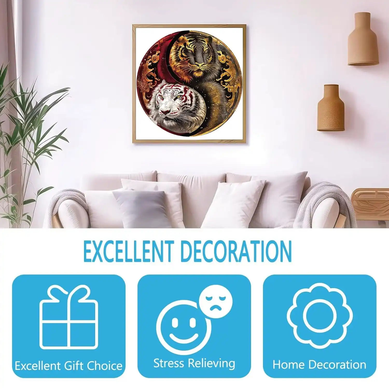 Yin Yang Tigers Wooden Jigsaw Puzzle - Image 6