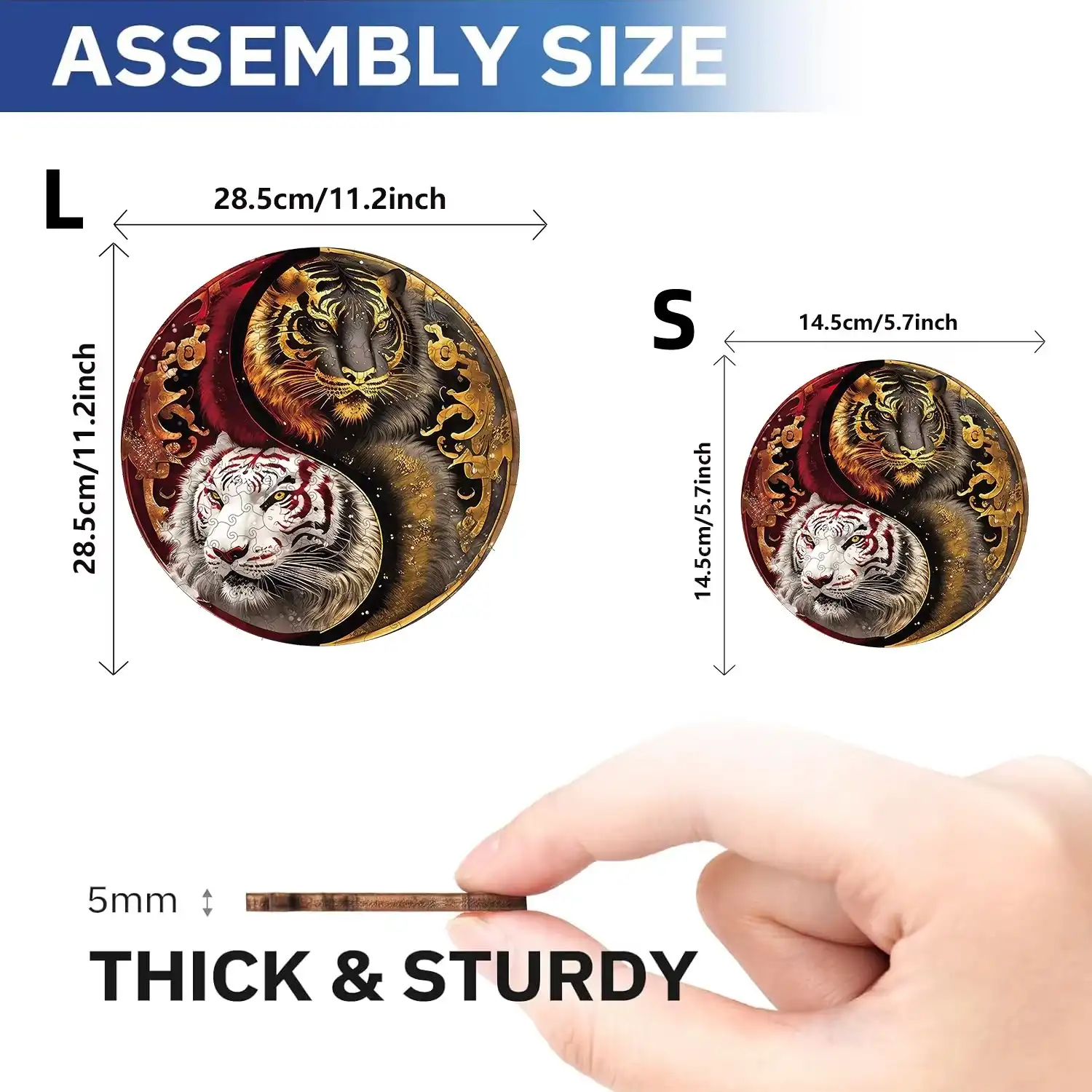 Yin Yang Tigers Wooden Jigsaw Puzzle - Image 4