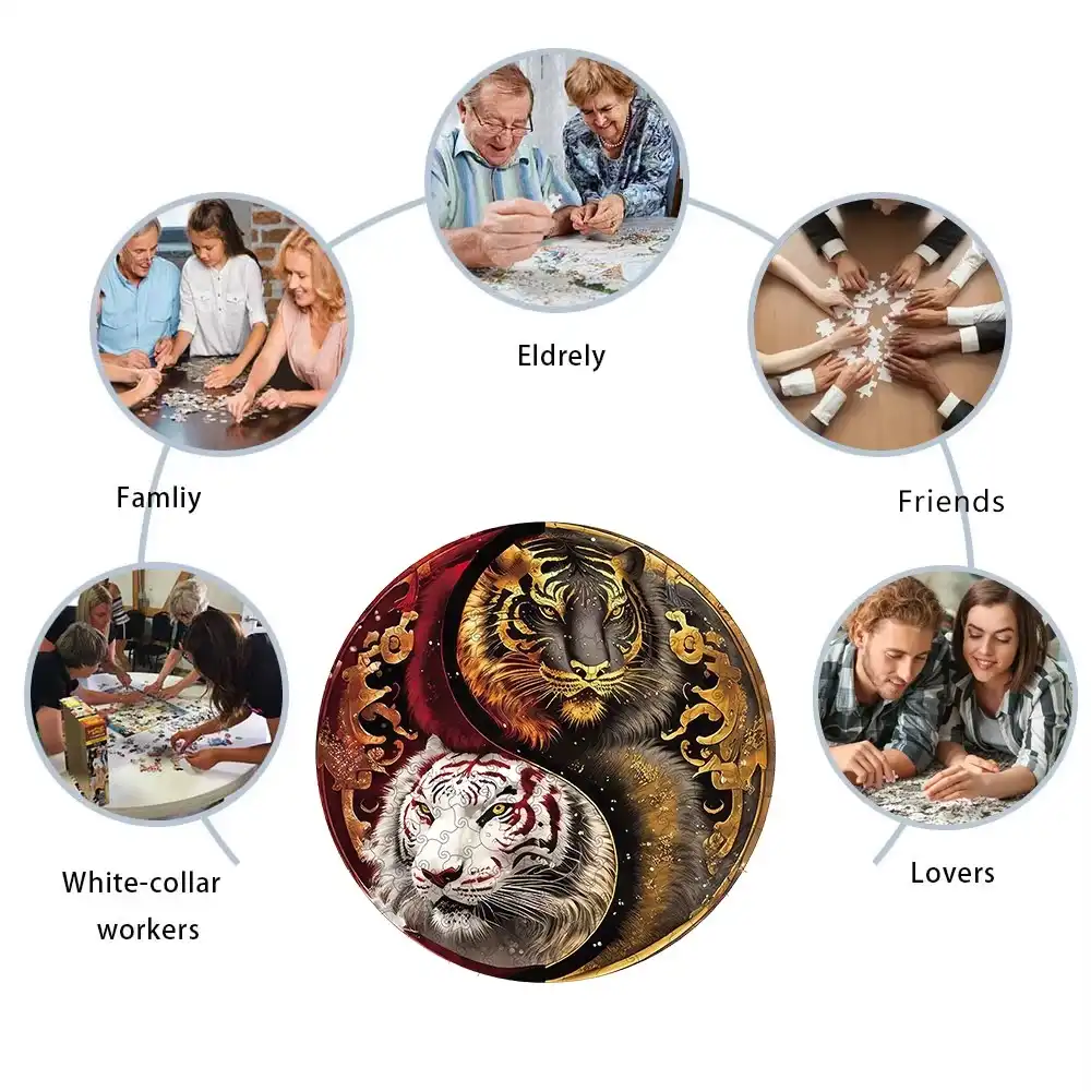 Yin Yang Tigers Wooden Jigsaw Puzzle - Image 3