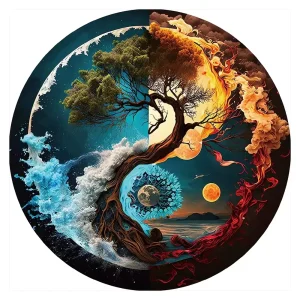 Yin Yang Tree Of Life Wooden Jigsaw Puzzle