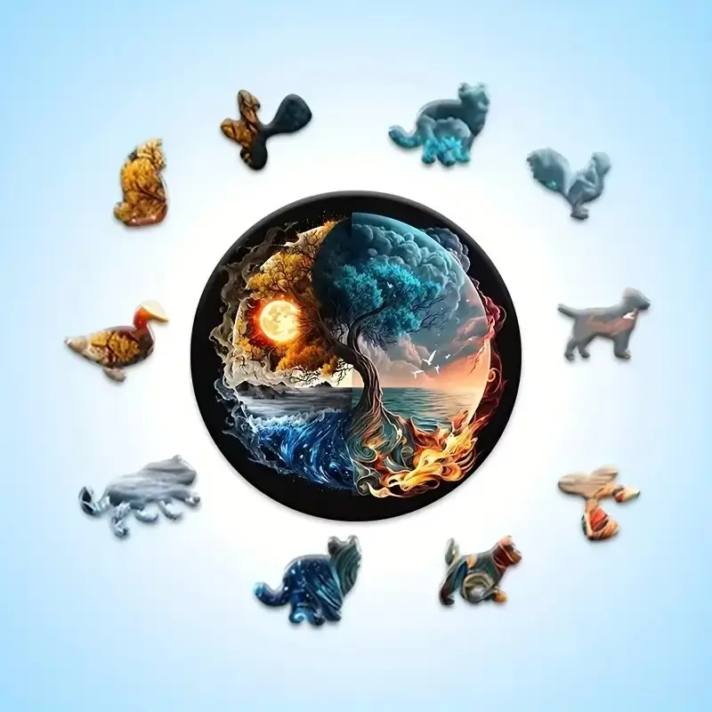 Yin Yang Tree Wooden Jigsaw Puzzle - Image 3