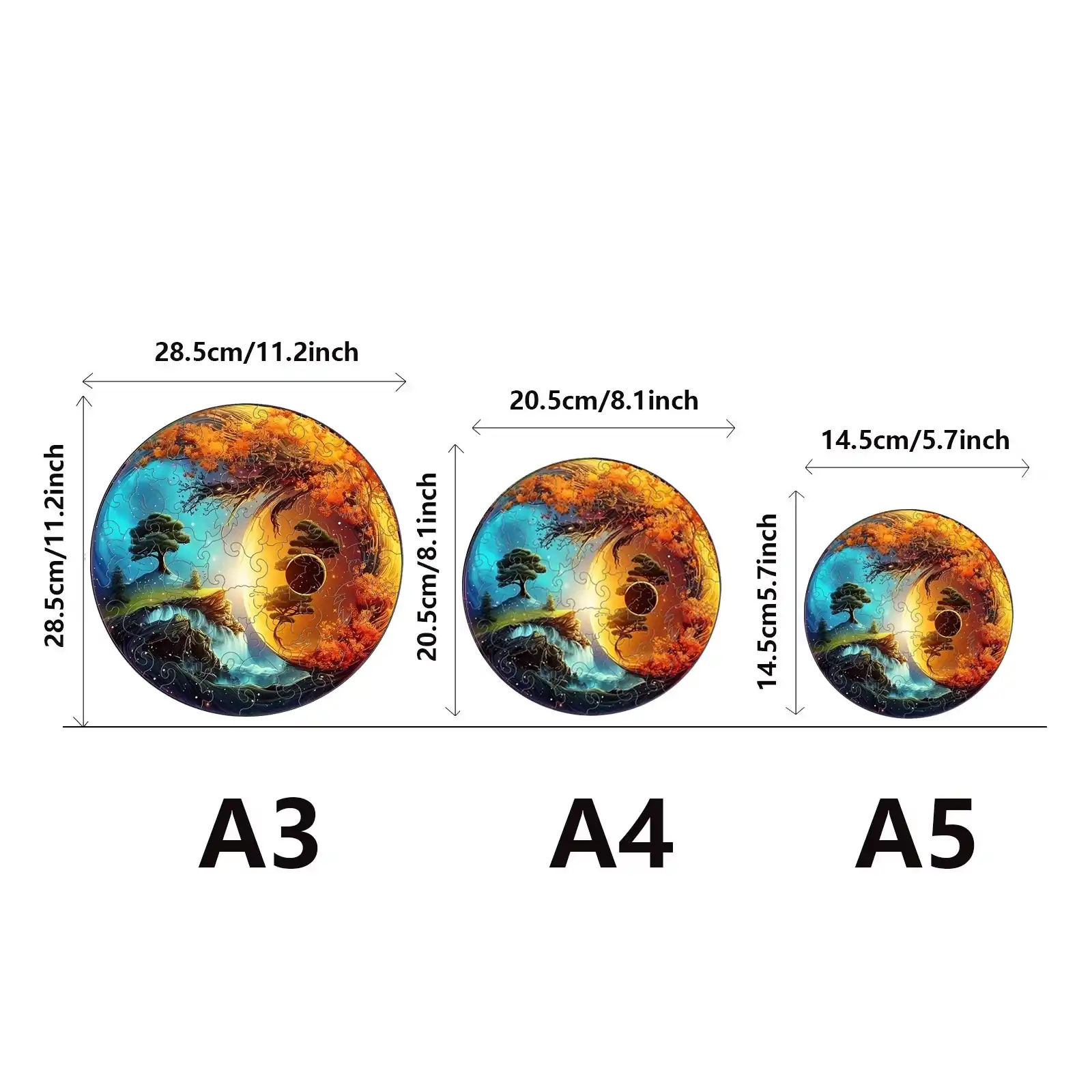 Yin Yang Trees Wooden Jigsaw Puzzle - Image 4