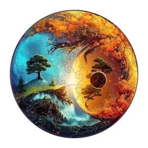 Yin Yang Trees Wooden Jigsaw Puzzle