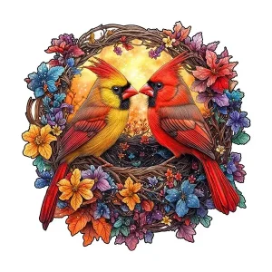 Beautiful Red Birds Wooden Jigsaw Puzzle