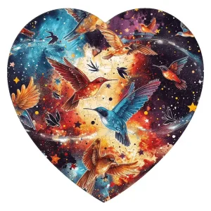 Birds Heart-Shaped Wooden Jigsaw Puzzle