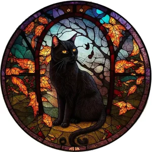 Black Cat Themed Wooden Jigsaw Puzzle