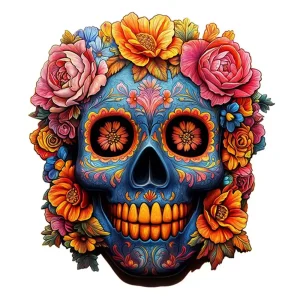 Bloomy Skull Wooden Jigsaw Puzzle