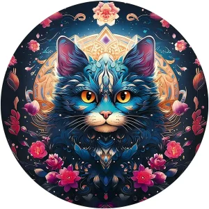 Blue Mighty Cat Wooden Jigsaw Puzzle