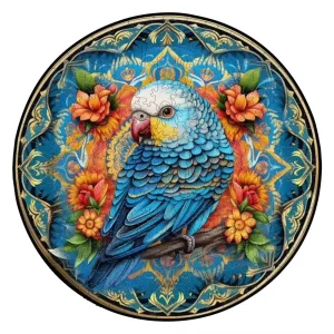 Blue Parrot Themed Wooden Jigsaw Puzzle