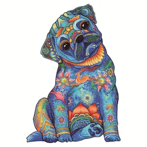 Blue Pug Wooden Jigsaw Puzzle