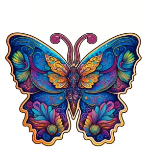 Butterfly-Shaped Wooden Jigsaw Puzzle