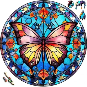 Butterfly Stained Glass Wooden Jigsaw Puzzle