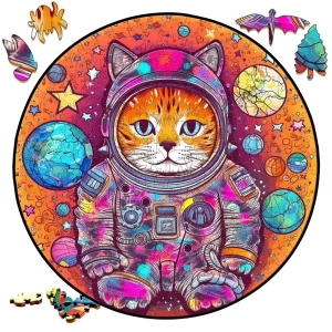 Cat Astronaut Wooden Jigsaw Puzzle