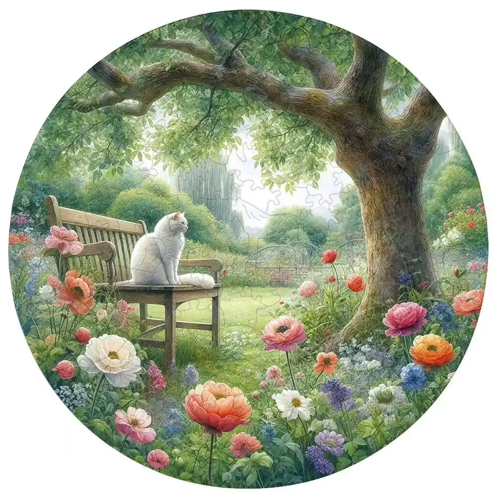 Cat In The Park Wooden Jigsaw Puzzle