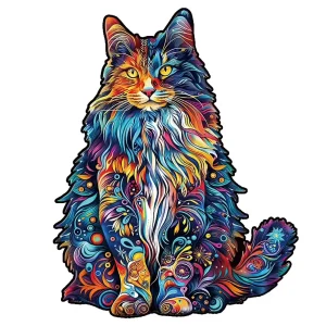 Cat-Shaped Wooden Jigsaw Puzzle