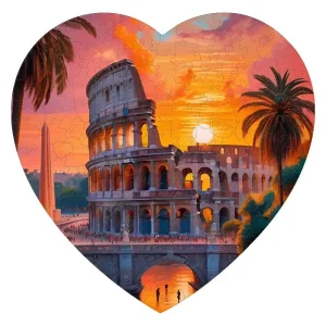 Coliseum Heart Shaped Wooden Jigsaw Puzzle