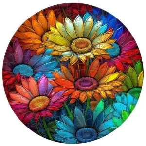 Colorful Flowers Wooden Jigsaw Puzzle