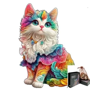 Colorful Kitten Wooden Jigsaw Puzzle