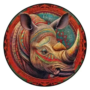 Colorful Rhinoceros Wooden Jigsaw Puzzle
