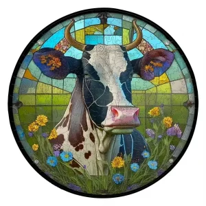 Cow Stained Glass Wooden Jigsaw Puzzle