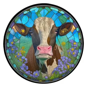 Cow Stained Glass Wooden Jigsaw Puzzle