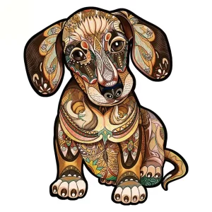 Dachshund-Shaped Wooden Jigsaw Puzzle