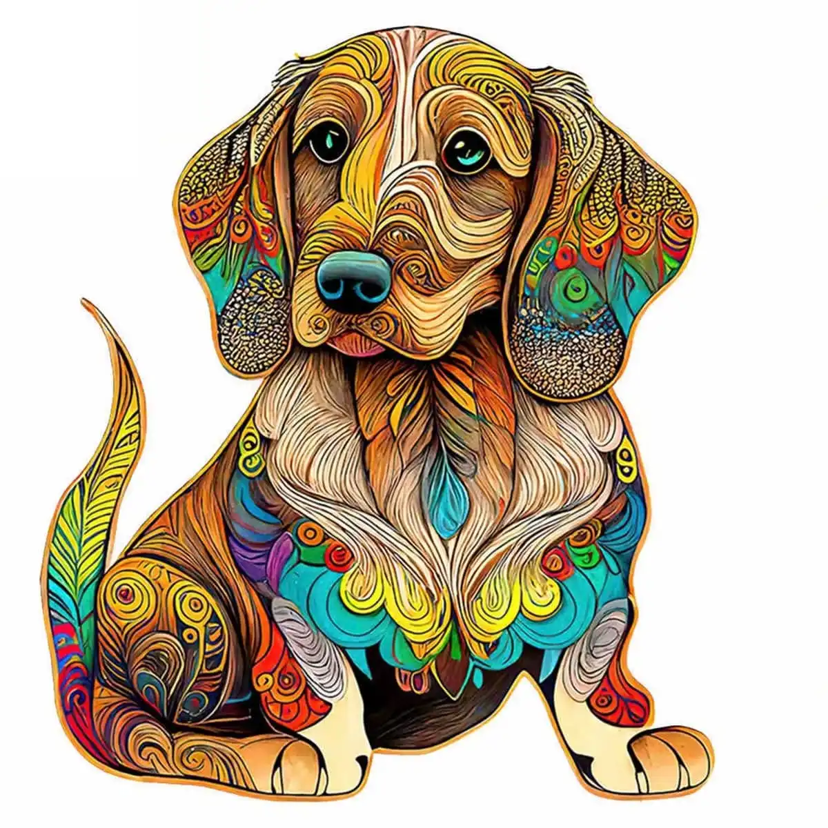 Dachshund-Shaped Wooden Jigsaw Puzzle