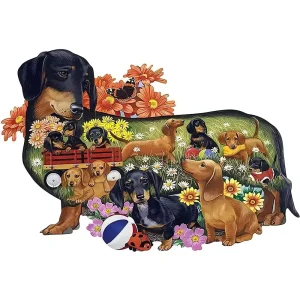 Dachshund Themed Wooden Jigsaw Puzzle