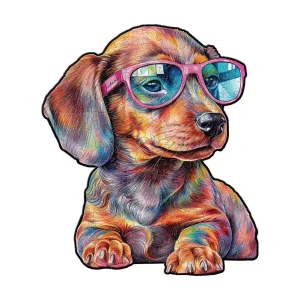 Dog With Glasses Wooden Jigsaw Puzzle