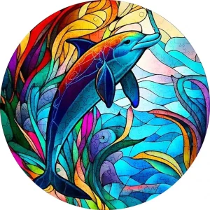 Dolphin Stained Glass Wooden Jigsaw Puzzle