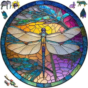Dragonfly Stained Glass Wooden Jigsaw Puzzle
