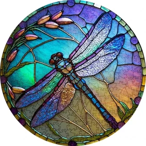 Dragonfly Stained Glass Wooden Jigsaw Puzzle