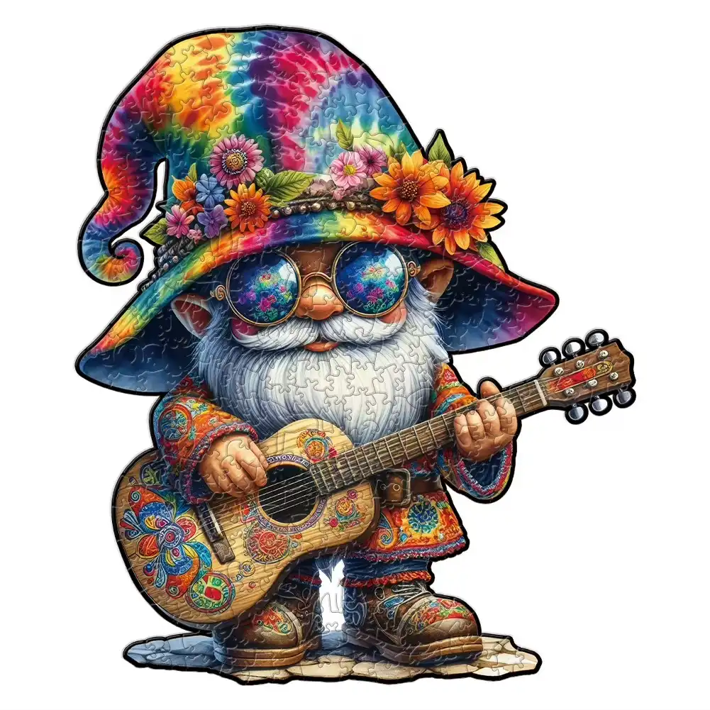 Dwarf With Guitar Wooden Jigsaw Puzzle