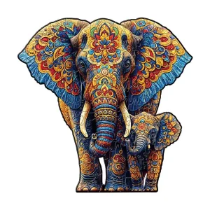 Elephant Mandala Style Wooden Jigsaw Puzzle